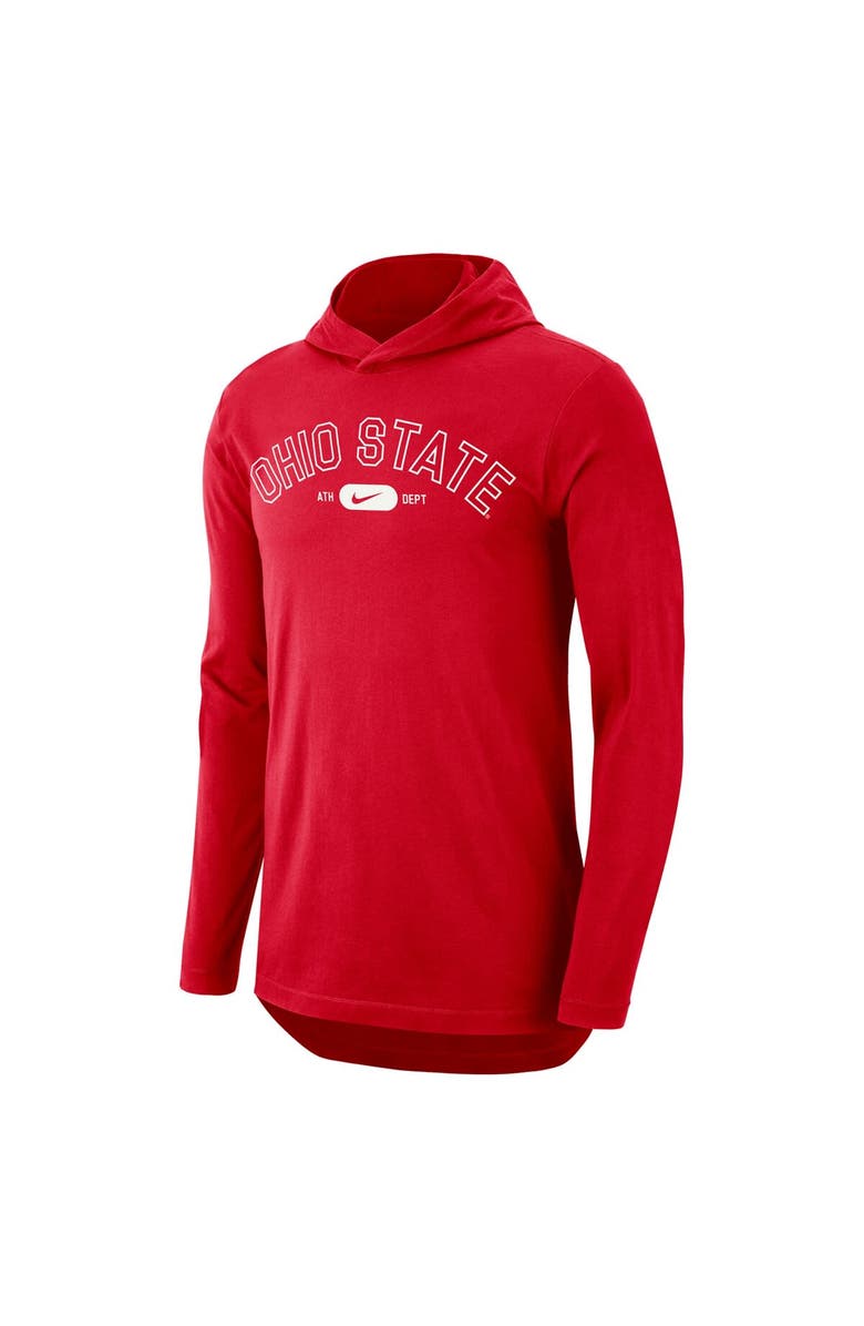 Nike Men's Nike Scarlet Ohio State Buckeyes Campus Performance Tri-Blend Long Sleeve Hoodie T-Shirt, Alternate, color, 