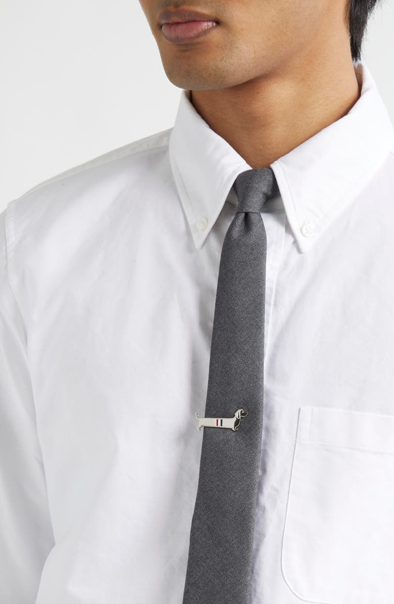 Thom Browne Limousine Hector Sterling Silver & Enamel Tie Clip, Alternate, color, Silver