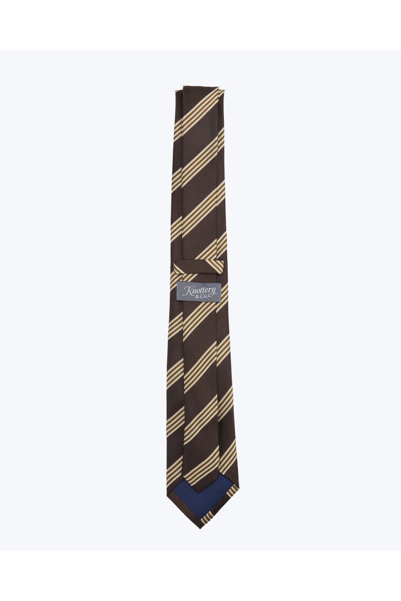 Chalk Striped Silk Jacquard Tie, Alternate, color, Chestnut