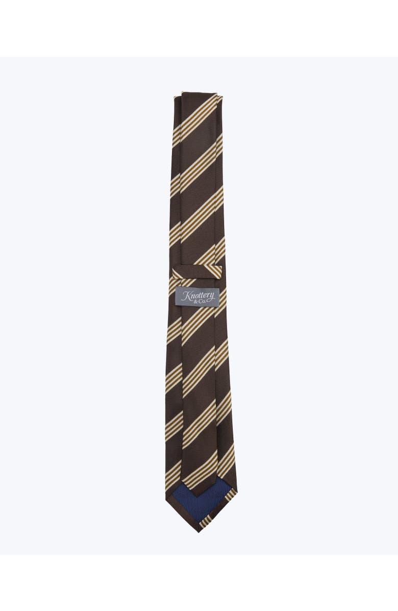 Knottery & Co Chalk Striped Silk Jacquard Tie, Alternate, color, Chestnut