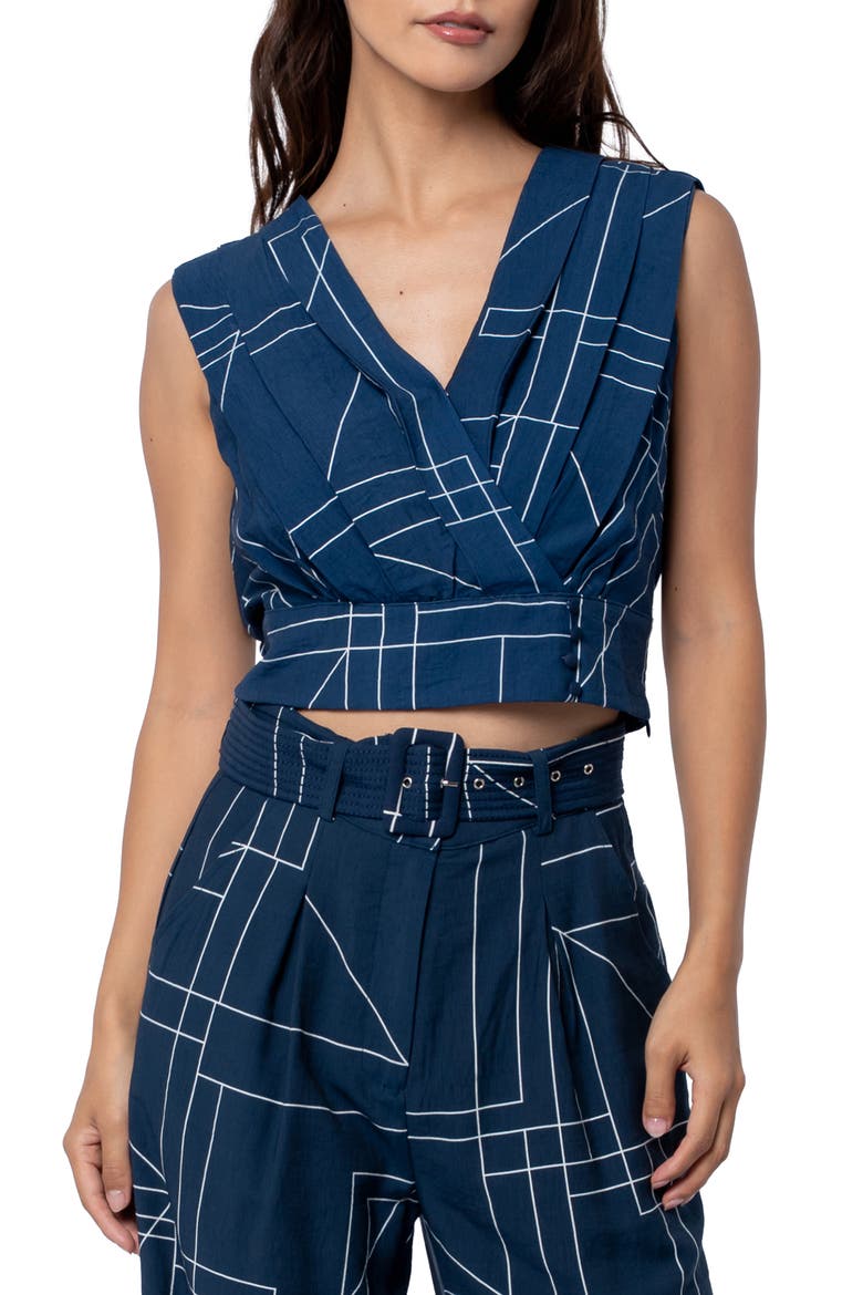 Adrina Geo Print Sleeveless Top, Main, color, NAVY/ WHITE