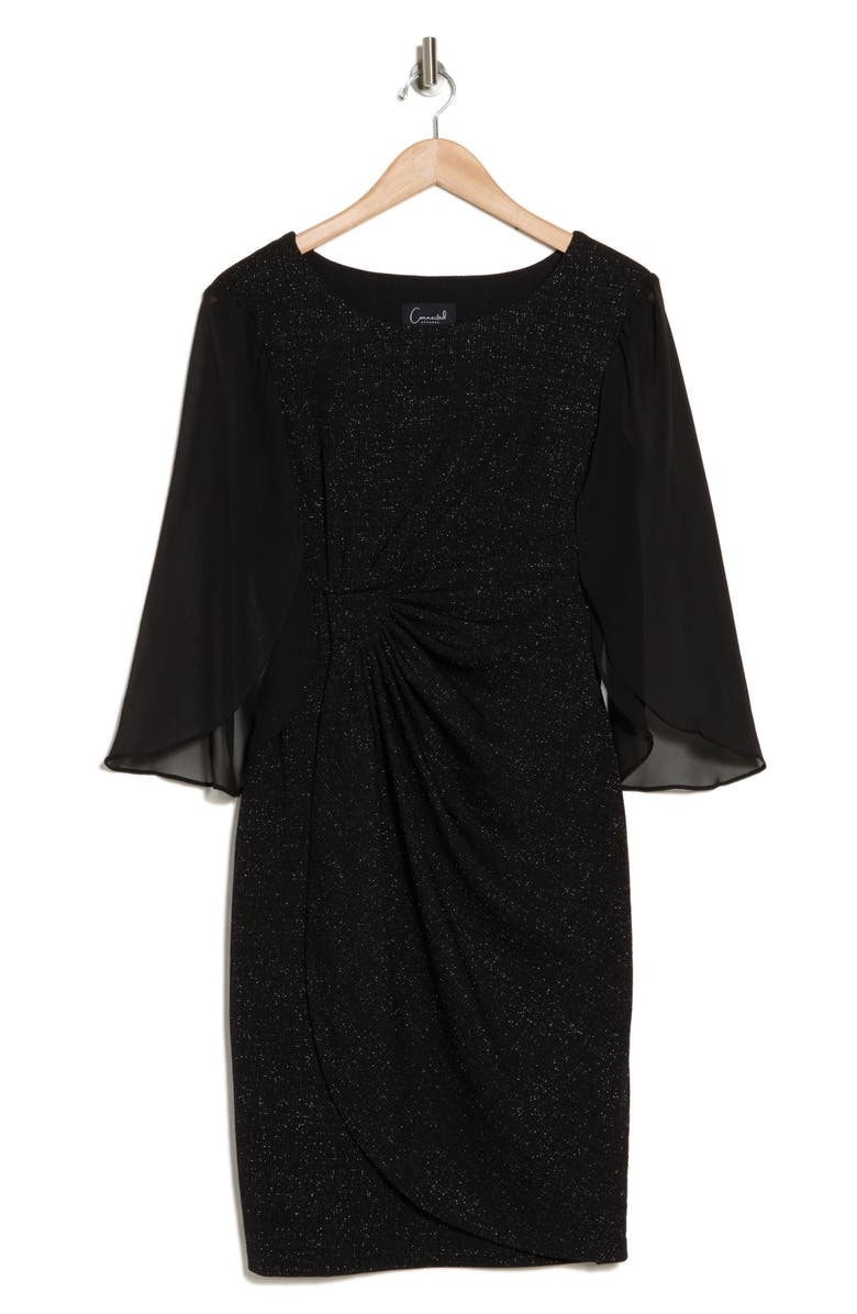 Connected Apparel Metallic Woven Chiffon Sleeve Shift Dress, Alternate, color,