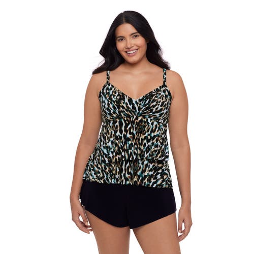 Trimshaper Leona V-neckline Tankini Swim Top In Black