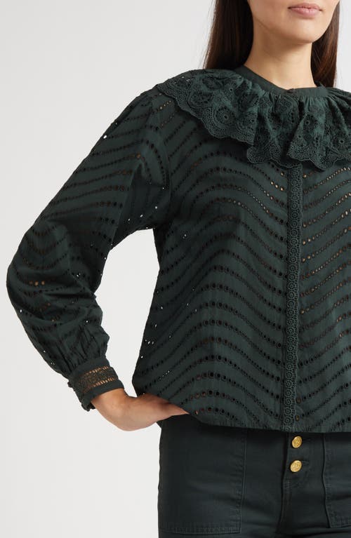 Ulla Johnson Fia Scallop Eyelet Ruffle Top In Black