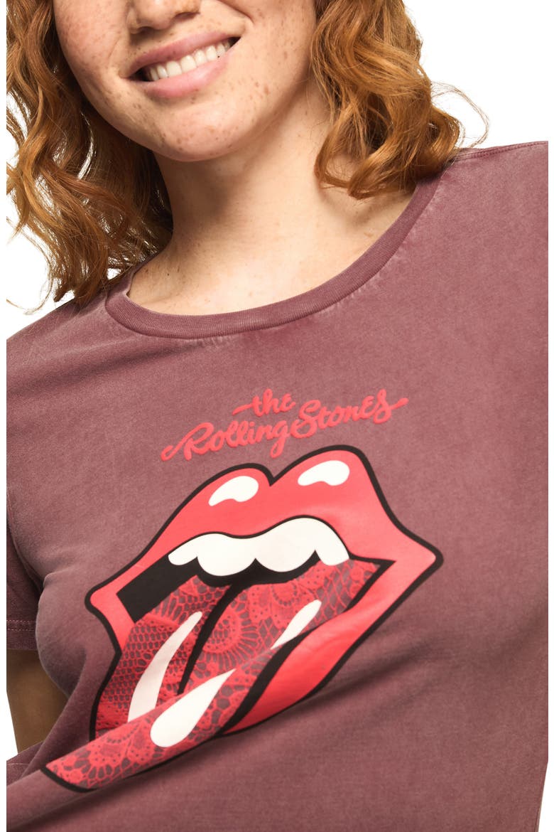 Rolling Stones Lace Hot Lips Graphic T-Shirt, Alternate, color, RUSTIC WINE