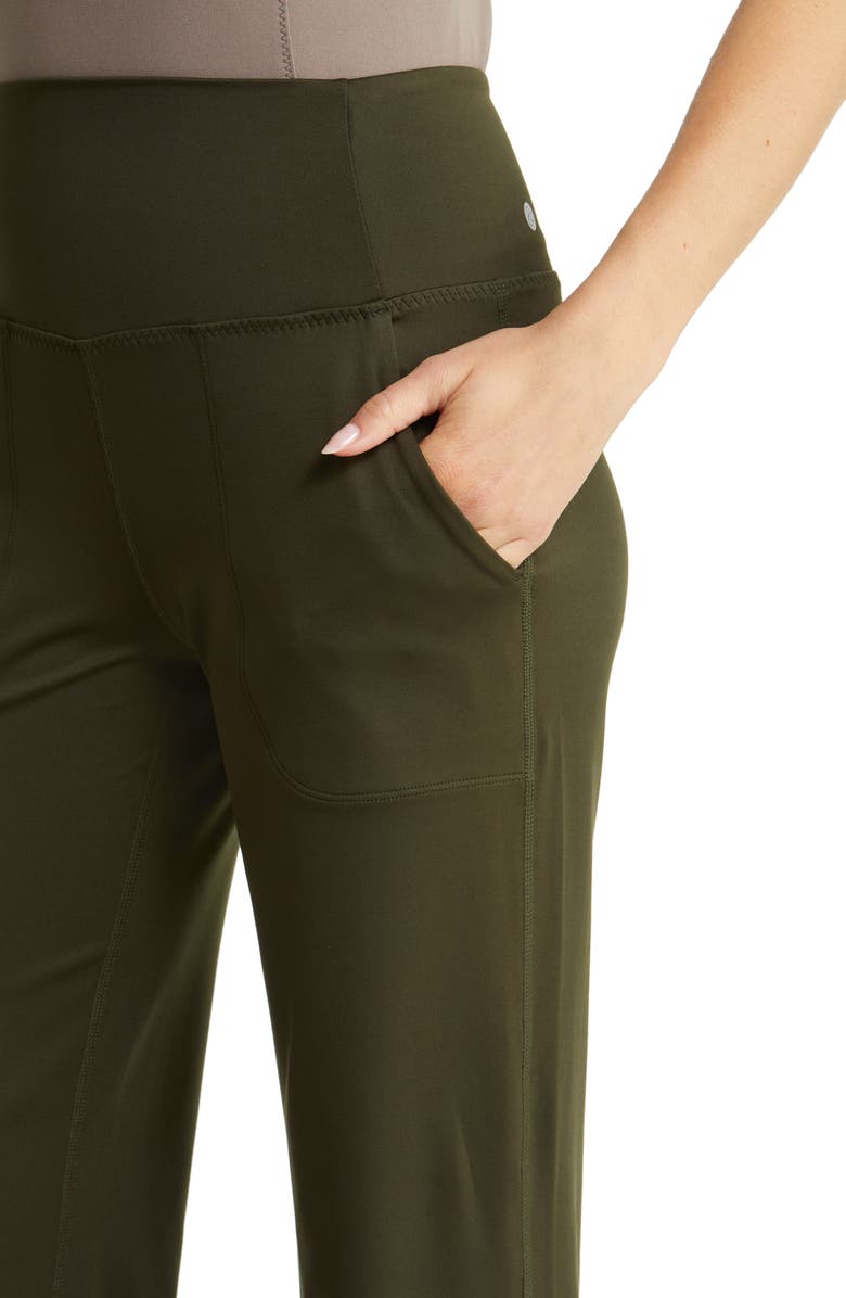 Zella Renew High Waist Pocket Flare Ankle Leggings, Alternate, color, Green Rosin