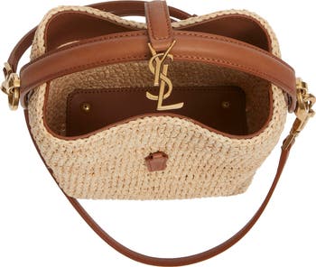 Saint Laurent Mini Le 37 Raffia Bucket Bag | Nordstrom