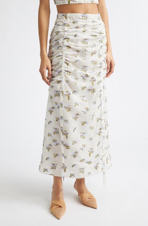 Liora Floral Organza Midi Skirt