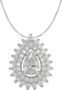 CANDELA JEWELRY Pear Cubic Zirconia Double Halo Pendant Necklace