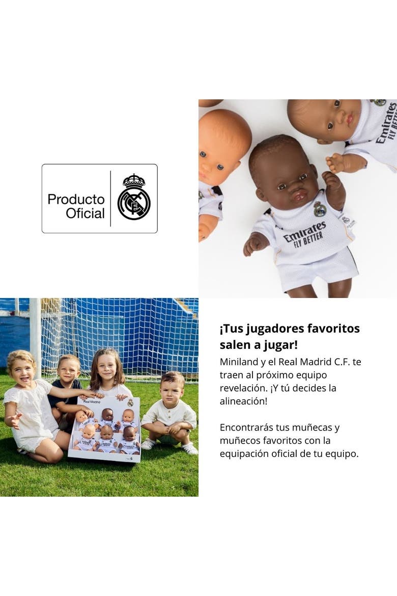 8 1/4 inch Baby Boy Doll with Real Madrid Soccer Jersey, Alternate, color, Dark Skin