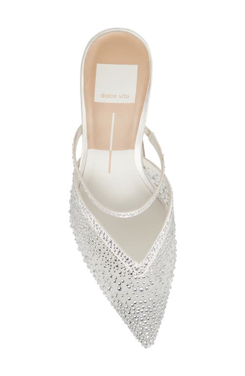 Dolce Vita Kanika Crystal Pointed Toe Mule In White Mesh