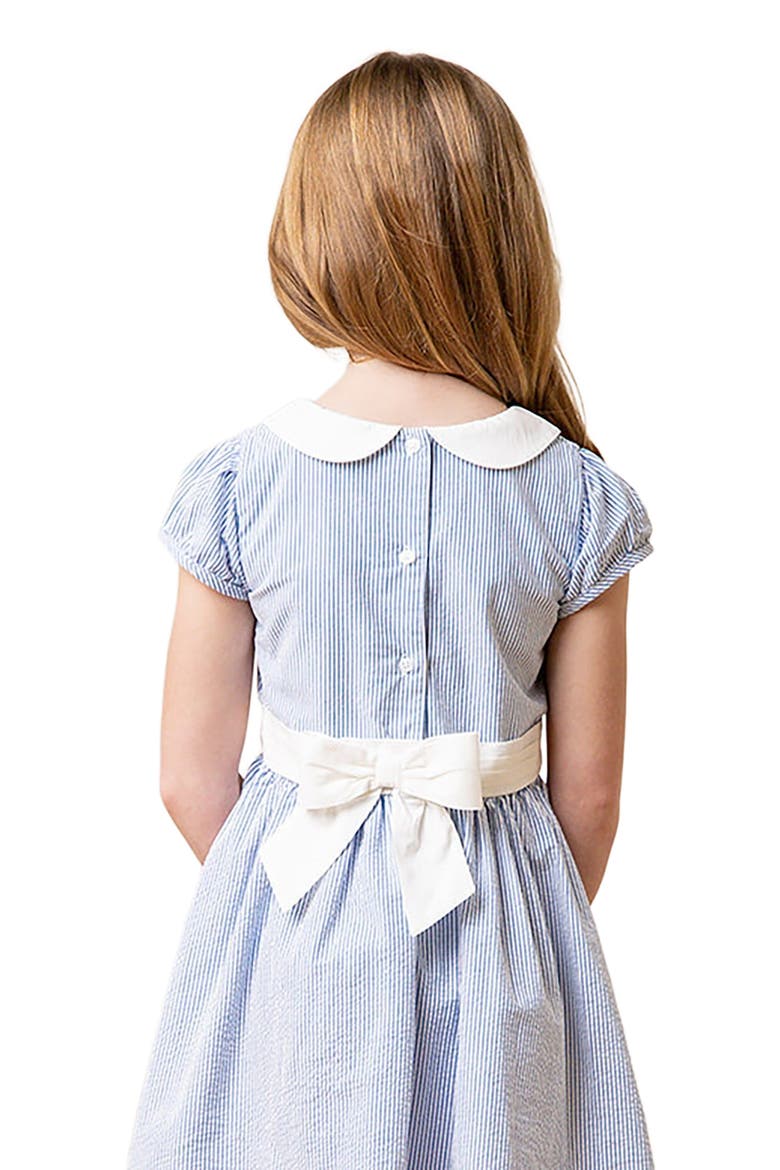 Girls' Organic Seersucker Peter Pan Collar Dress, Toddler, Alternate, color, Blue Seersucker