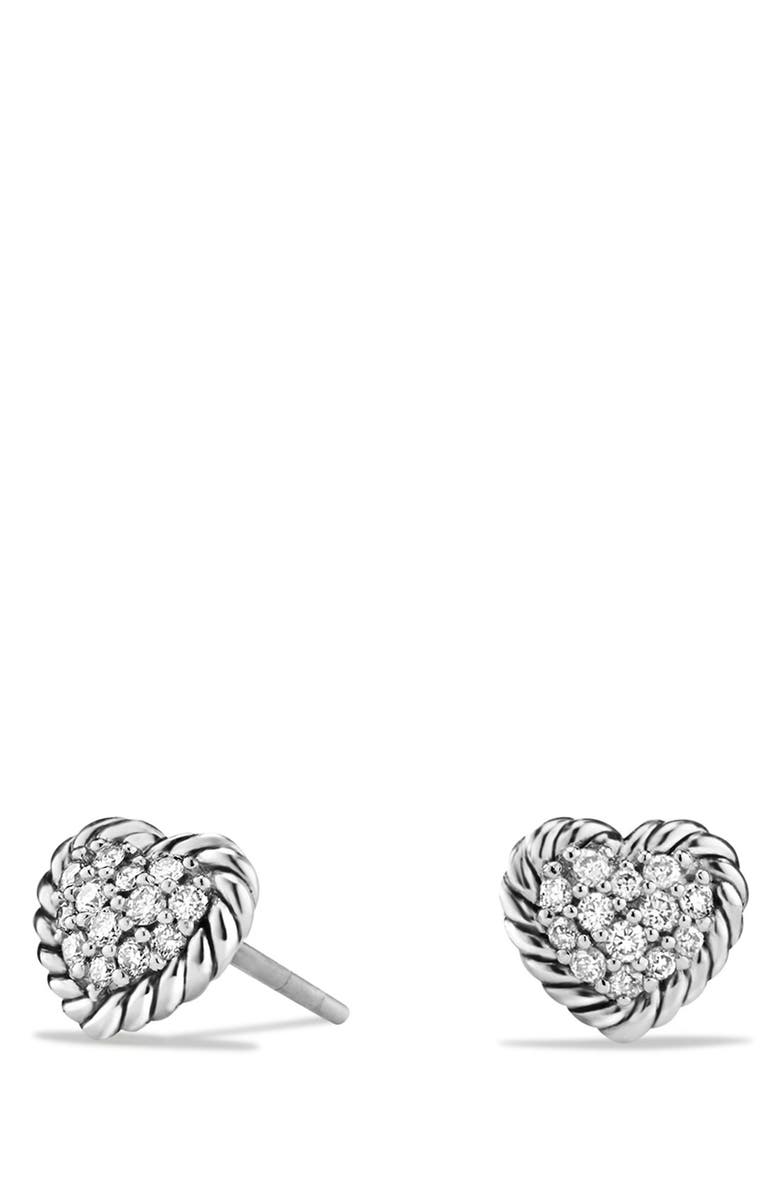 David Yurman 'Châtelaine' Heart Earrings with Diamonds, Main, color, 