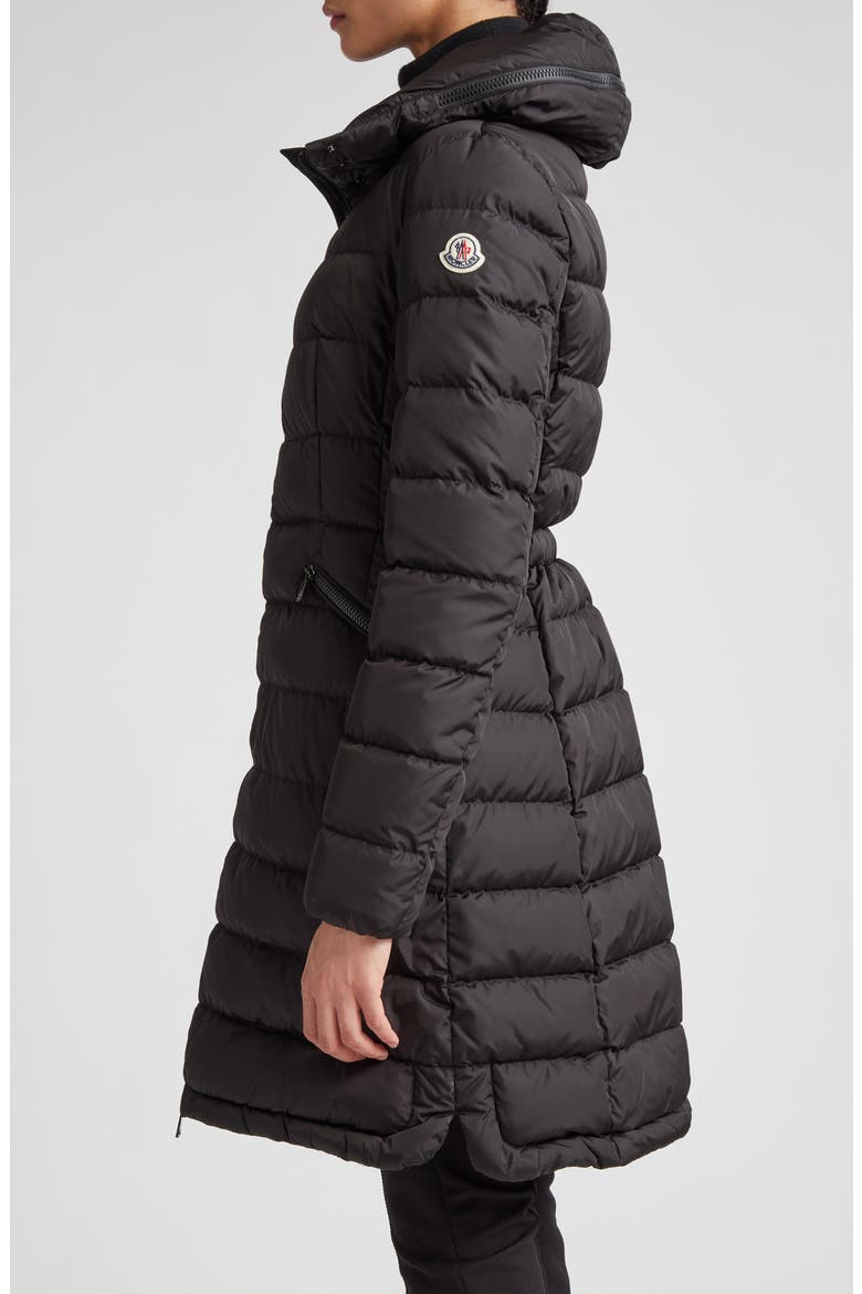Flammette Down Coat, Alternate, color, BLACK