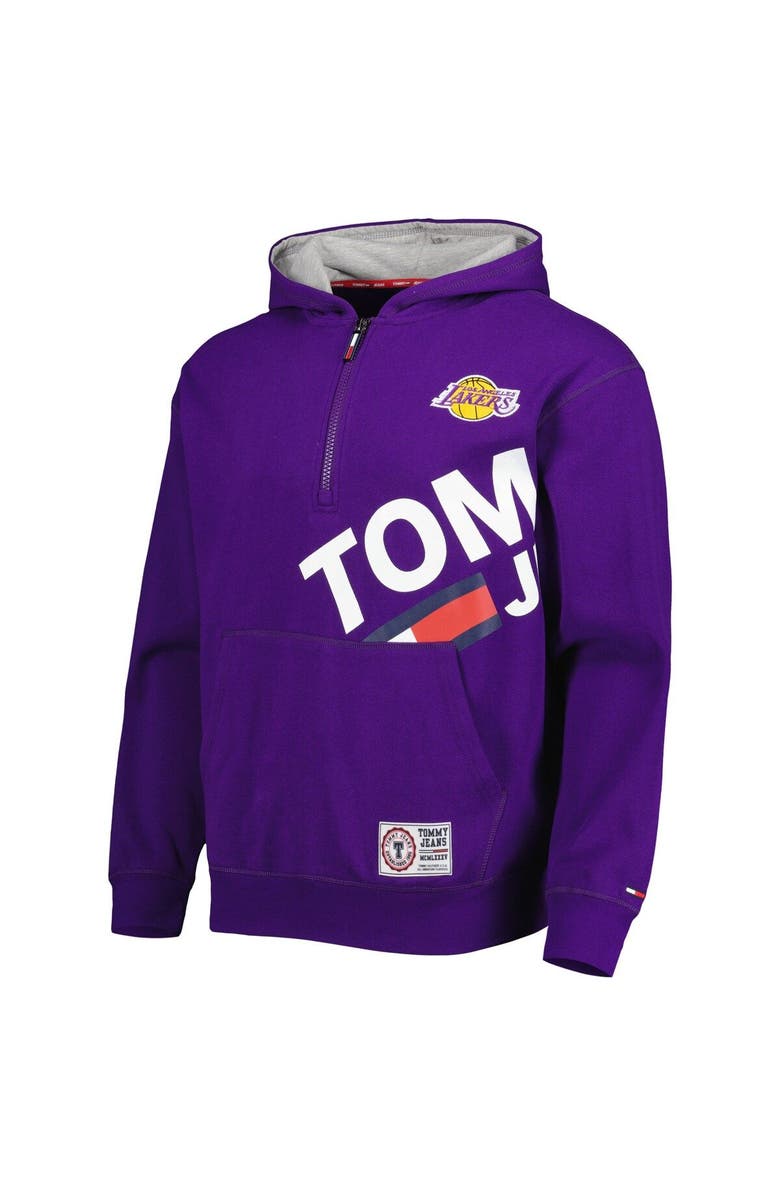 TOMMY JEANS Men's Tommy Jeans Purple Los Angeles Lakers Bernard Half-Zip Hoodie, Alternate, color, Purple