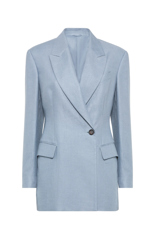 Brunello Cucinelli Gabardine Blazer In Avio Blue