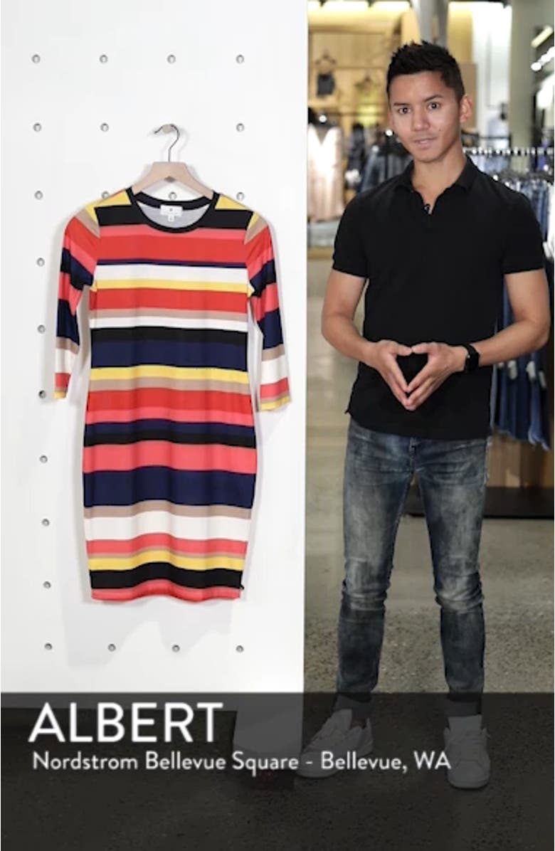 Rainbow Stripe Rib Knit Dress, sales video thumbnail