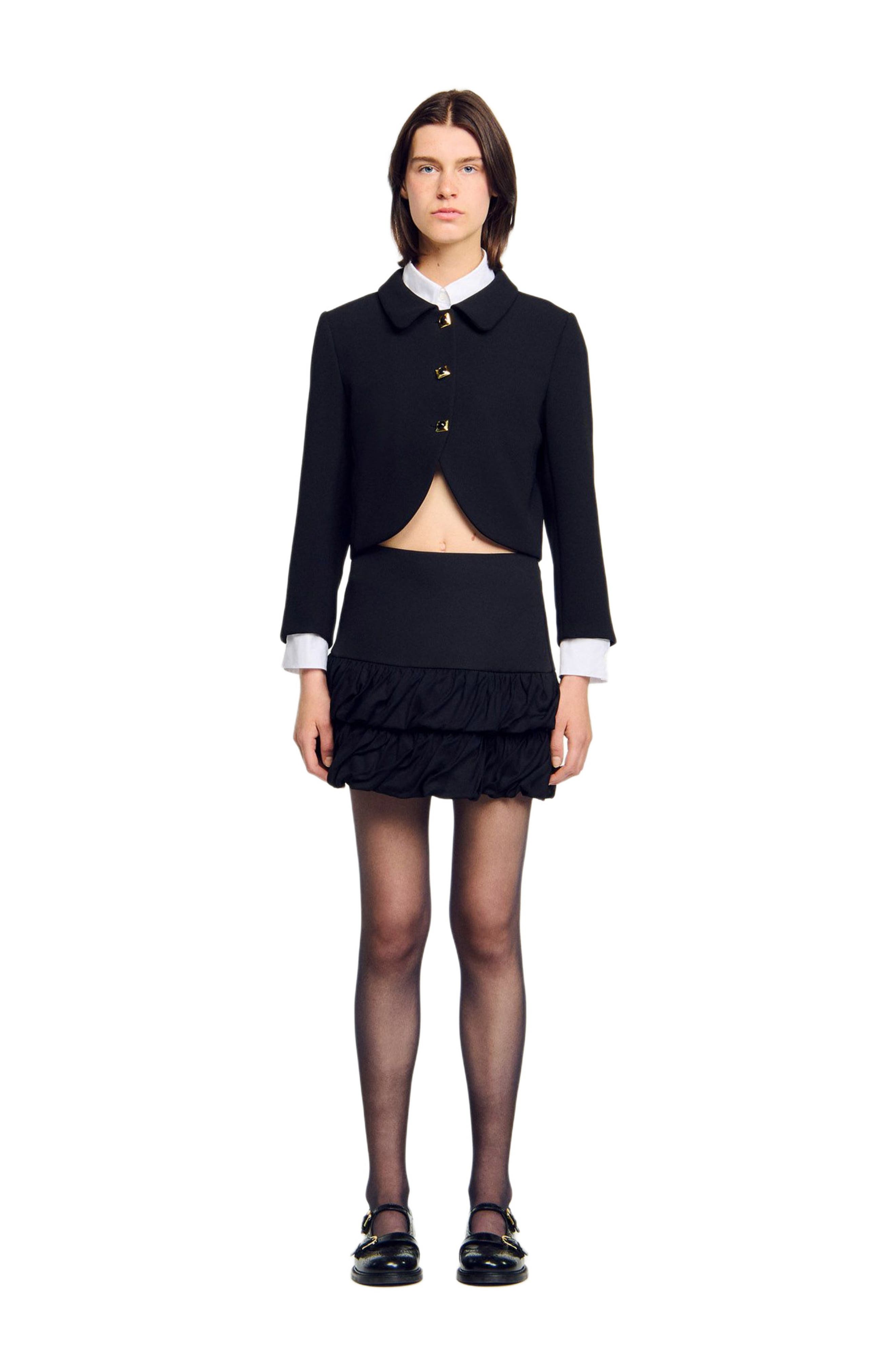 Mini ruched ruffle skirt