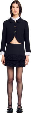 SANDRO Mini ruched ruffle skirt