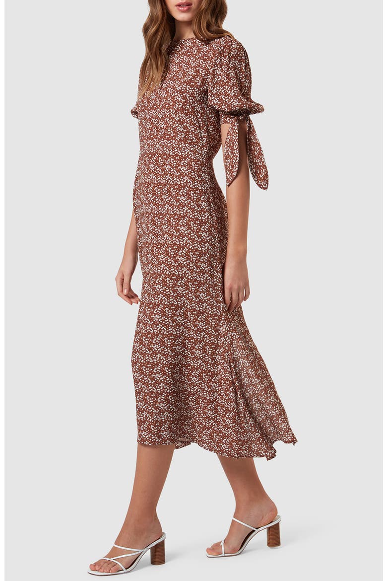 Jaime Tie Sleeve Midi Dress, Alternate, color, FLORAL VINE