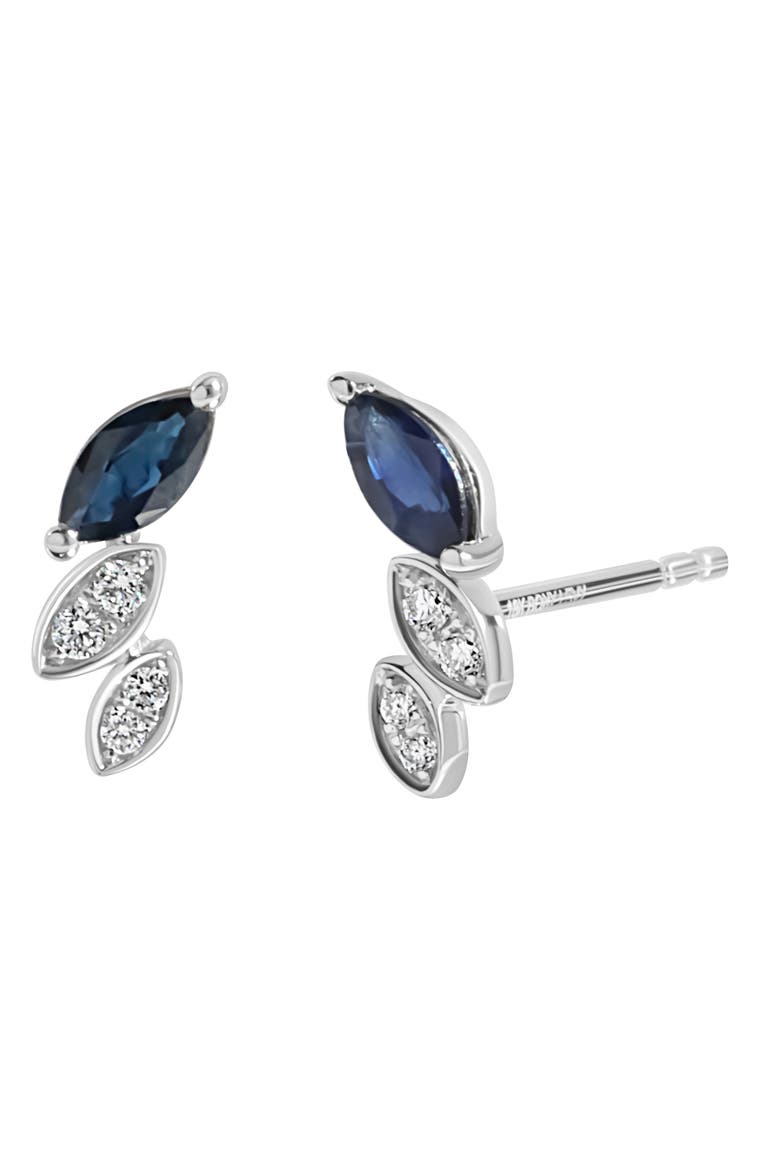 El Mar Diamond & Sapphire Stud Earrings (Nordstrom Exclusive), Main, color, 18K WHITE GOLD