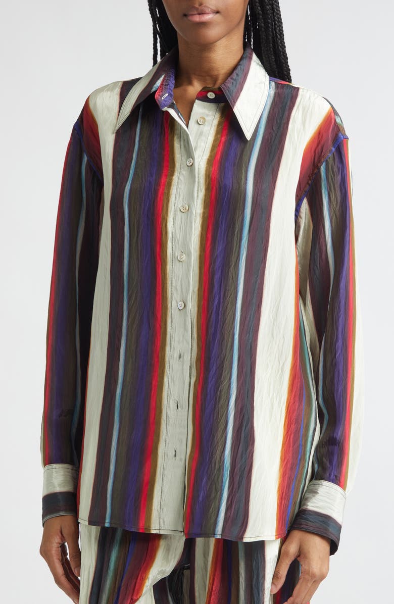 Christopher John Rogers Morris Stripe Button-Up Shirt, Alternate, color, Calla Lily Multi