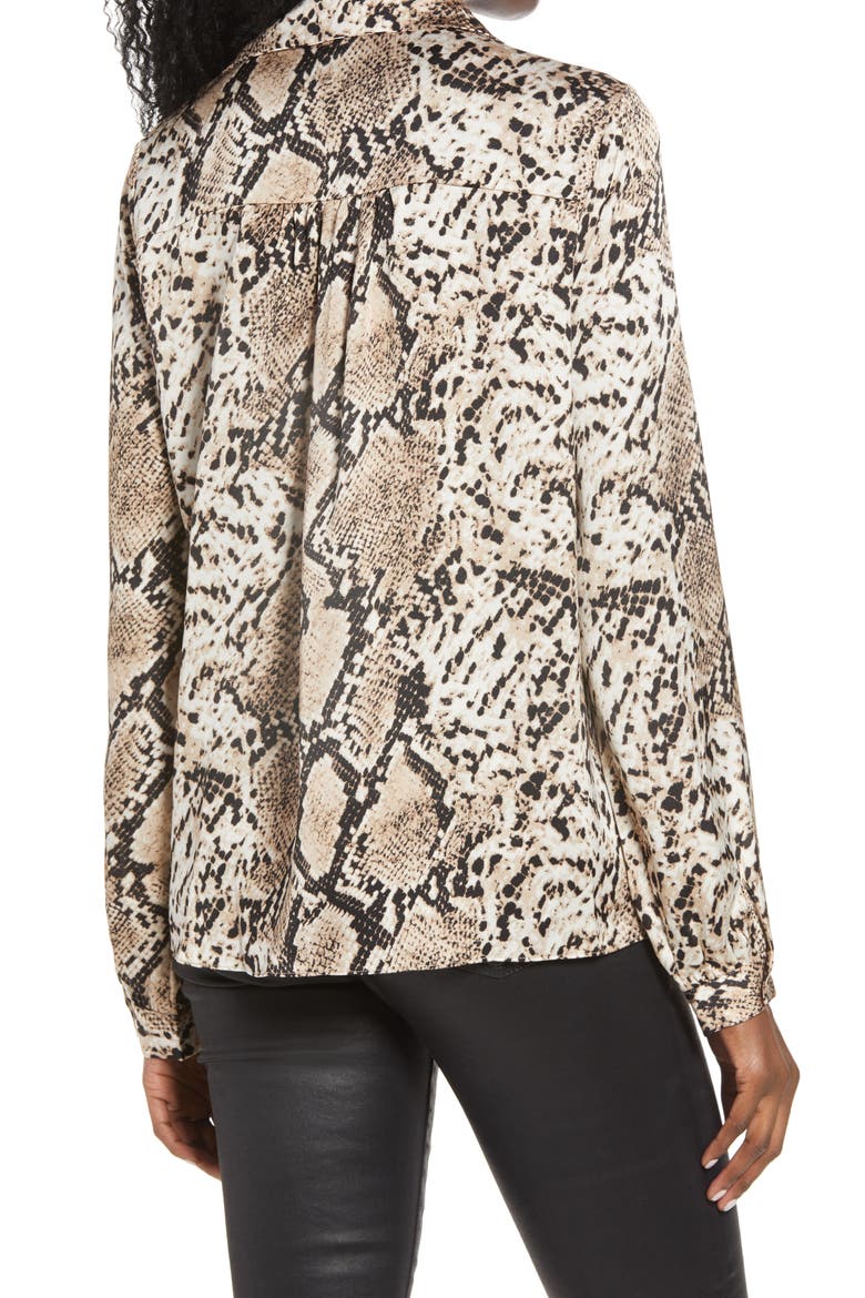 Snakeskin Wrap Shirt, Alternate, color, BROWN