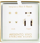 ARGENTO VIVO Pack of Four Butterfly Assorted Stud, Cuff & Hoop Earrings