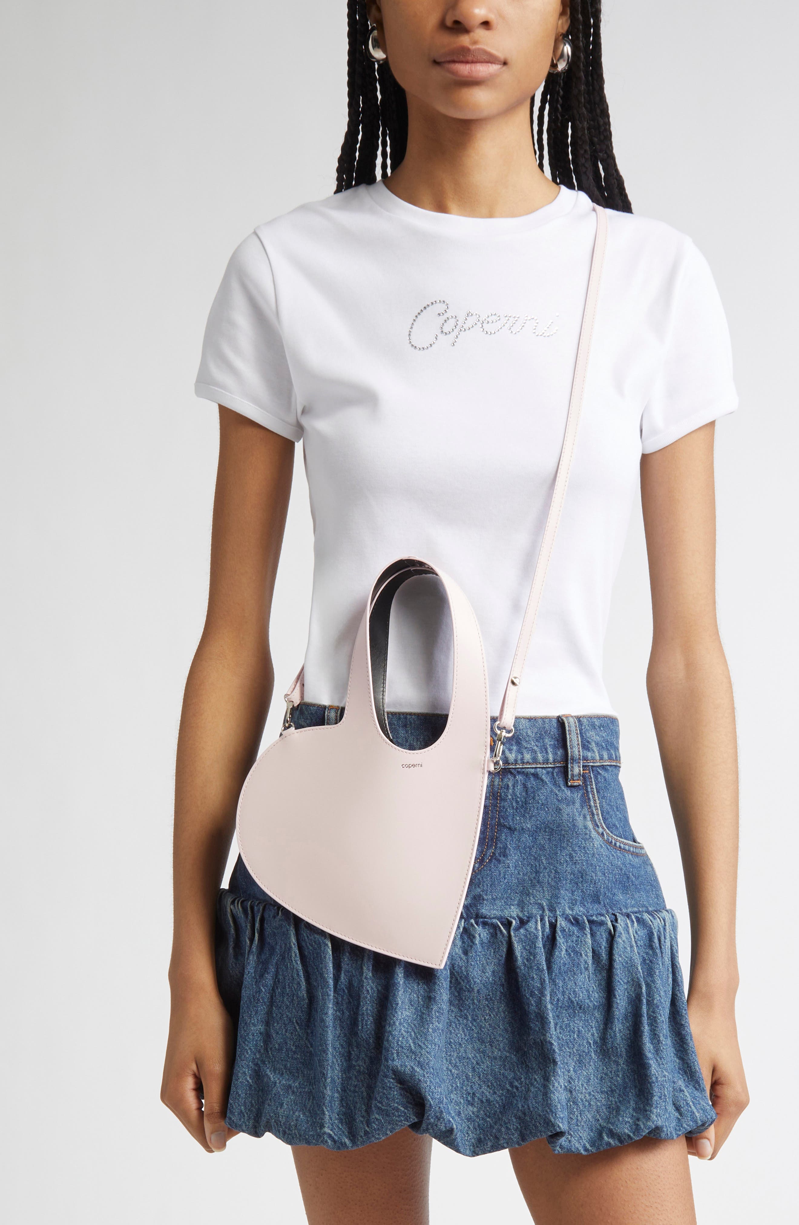 Coperni Mini Heart Leather Belt Bag, Alternate, color, Pink