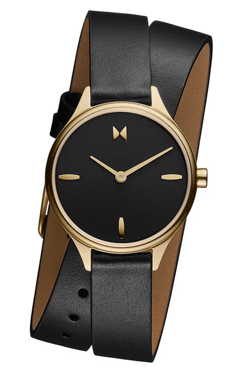Reina Leather Strap Watch, 30mm