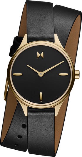 Reina Leather Strap Watch, 30mm