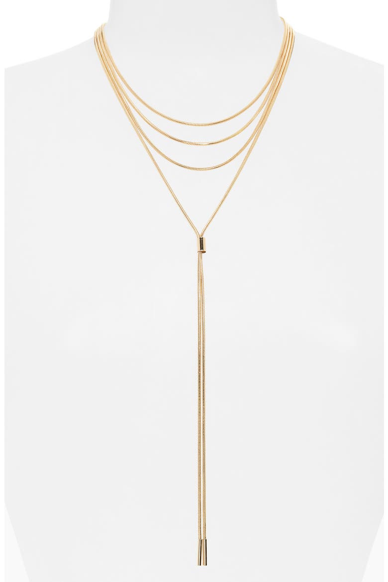 Snake Chain Layered Y-Necklace, Alternate, color, GOLD