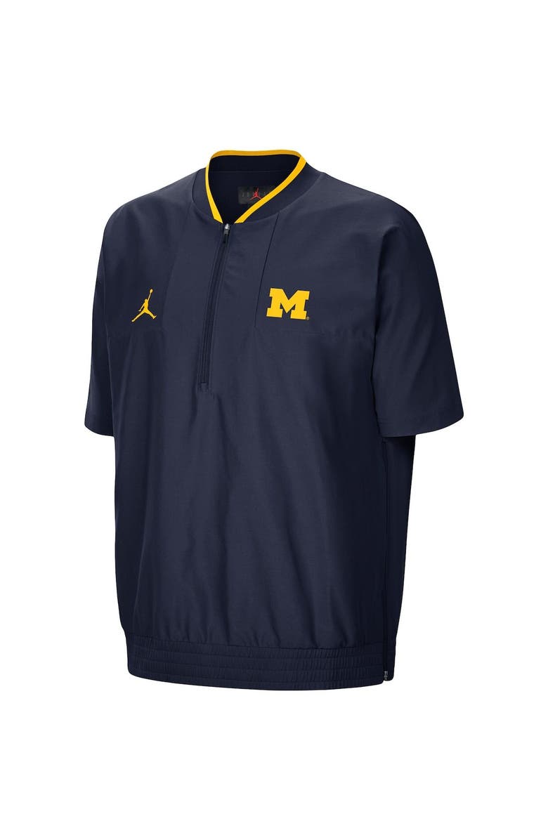 Jordan Brand Men's Jordan Brand Navy Michigan Wolverines 2021 Coaches Short Sleeve Quarter-Zip Jacket, Alternate, color, Navy