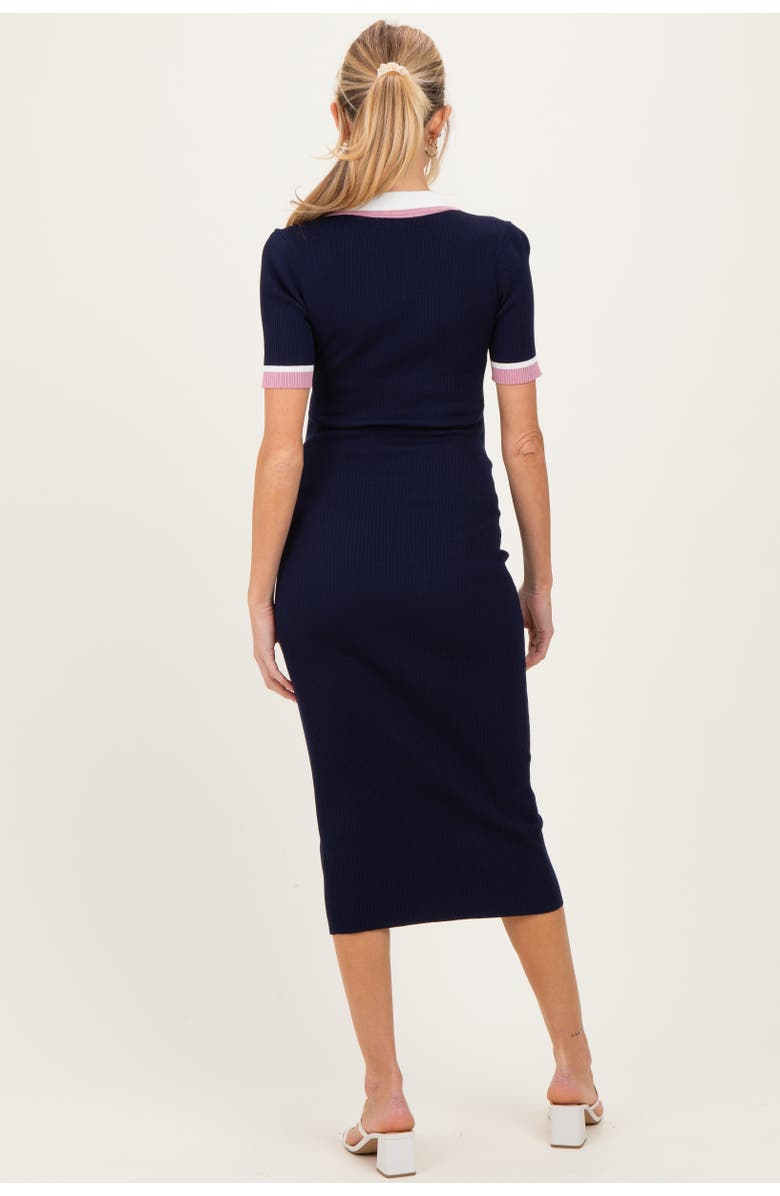 PinkBlush Collared Colorblock Midi Dress, Alternate, color,
