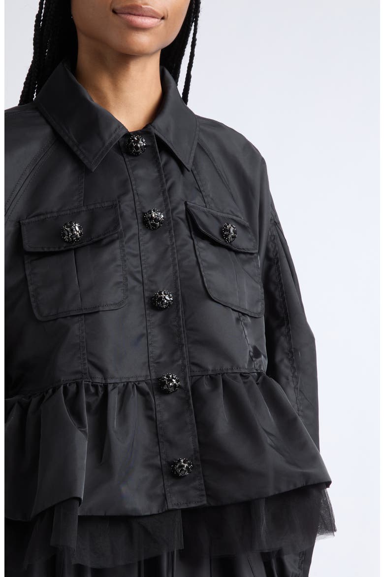 Margot Ruffle Hem Jacket, Alternate, color, BLACK/ BLACK