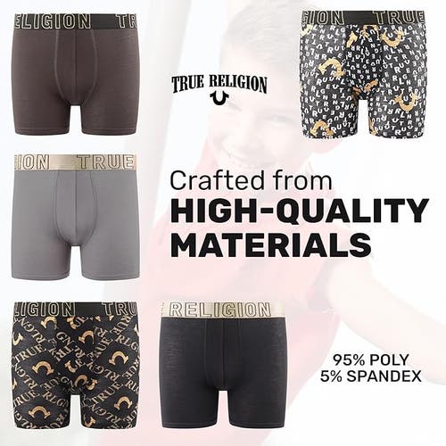 True Religion Boxer Briefs Pack Of 5 In Brown