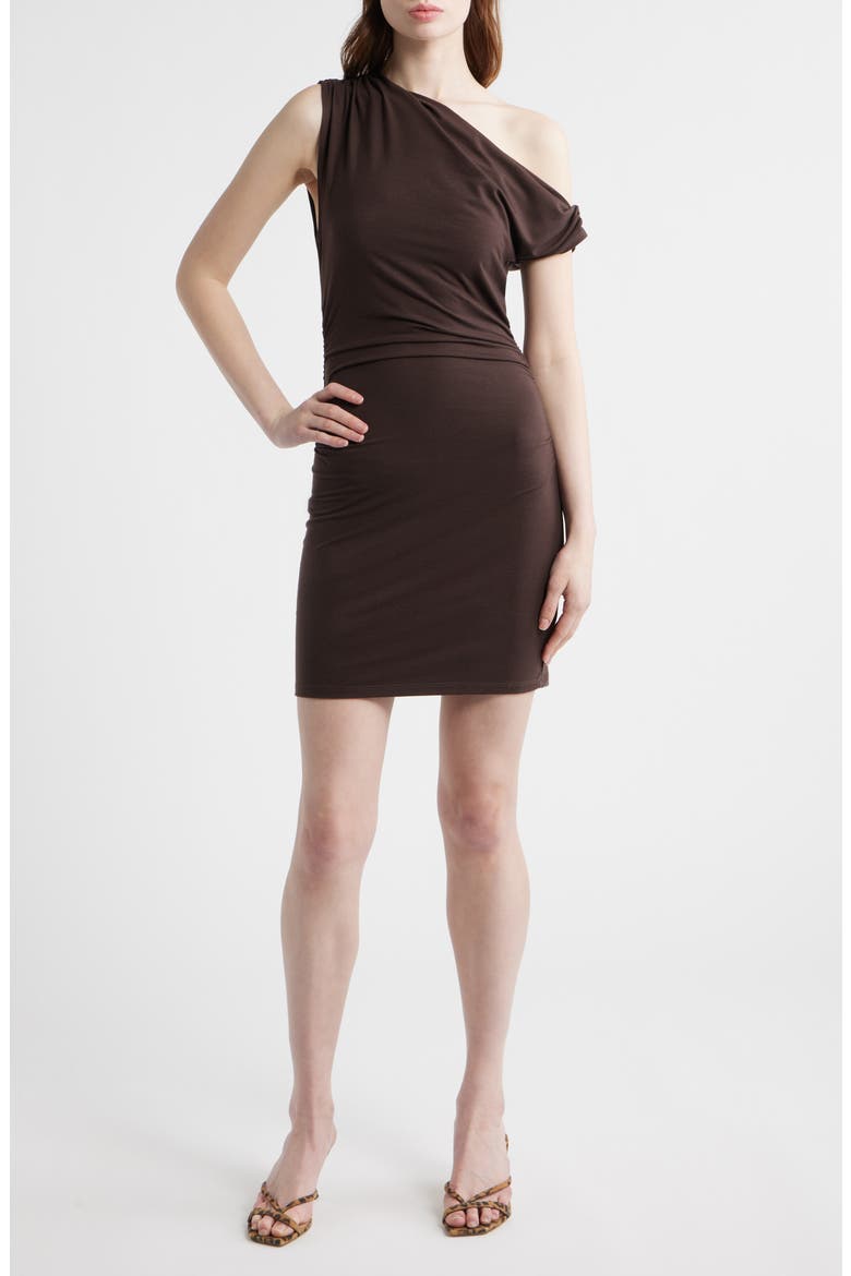 one sleeve knit dress Finola One Shoulder Sweater Dress