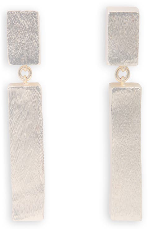 Brushed Geometric Drop Earrings