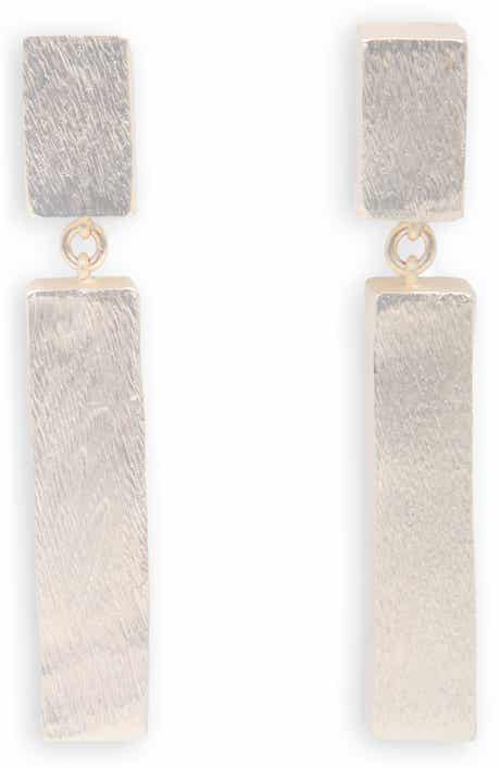 SAACHI Brushed Geometric Drop Earrings