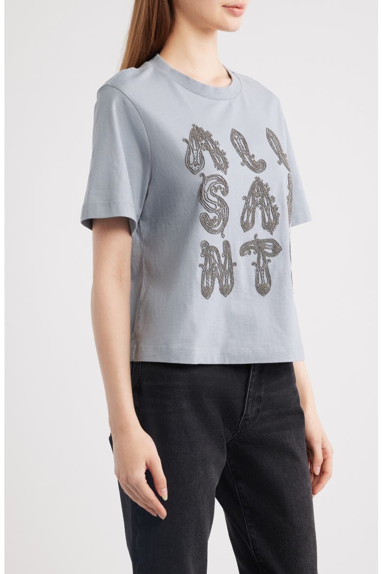Ella Lisa Beaded Cotton T-Shirt, Alternate, color, QUARRY BLUE