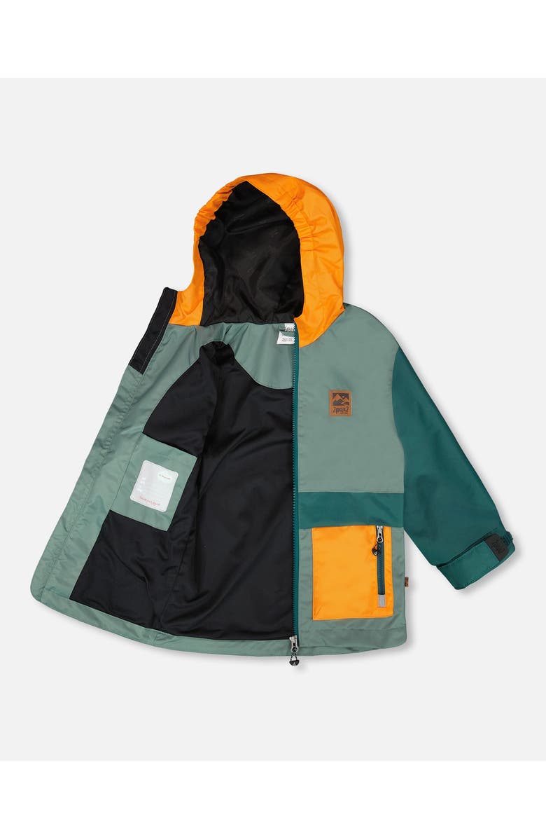 Deux par Deux Mid-Season Jersey Lined Jacket, Alternate, color, Dark Green And Orange