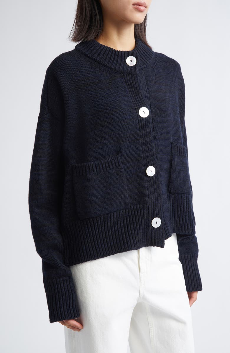 NACKIYÈ Icrebreaker Merino Wool & Cashmere Mélange Cardigan, Alternate, color, Marine Melange
