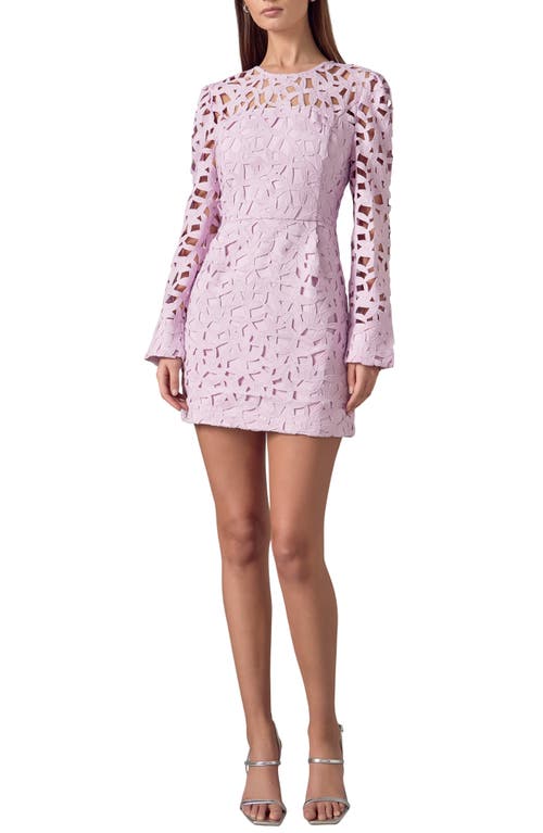 Endless Rose Floral Lace Long Sleeve Minidress In Lilac