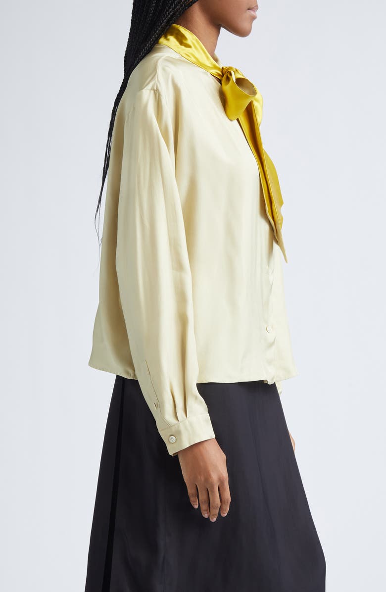 Marni Boxy Fit Button-Up with Scarf, Alternate, color, Pearl