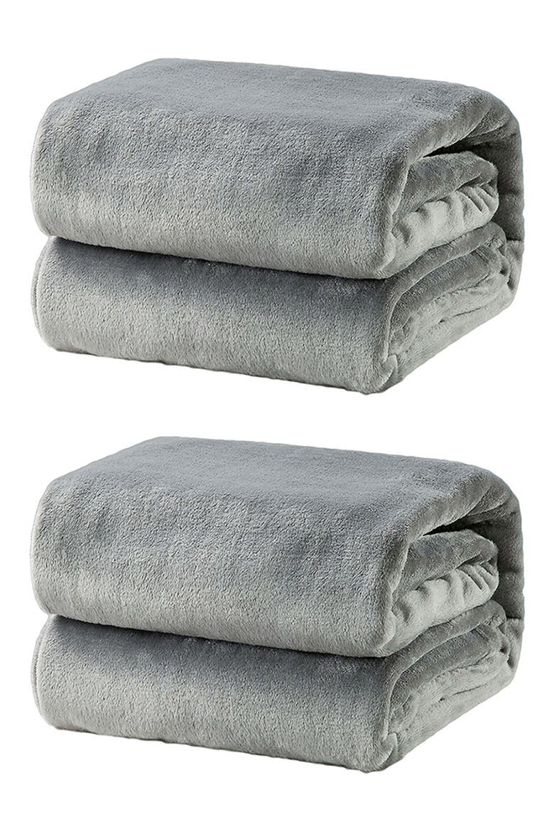 2-Pack Soft Fleece Throw Blankets, Main, color, GRAY