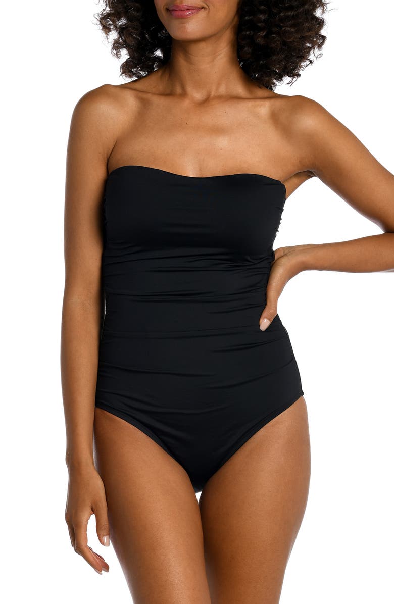 La Blanca Bandeau One-Piece Swimsuit, Alternate, color, Black
