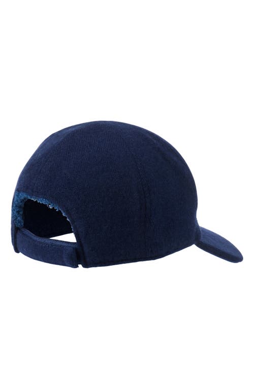 Amicale Wool & Cashmere Faux Shearling Lined Knit Baseball Cap In Blue