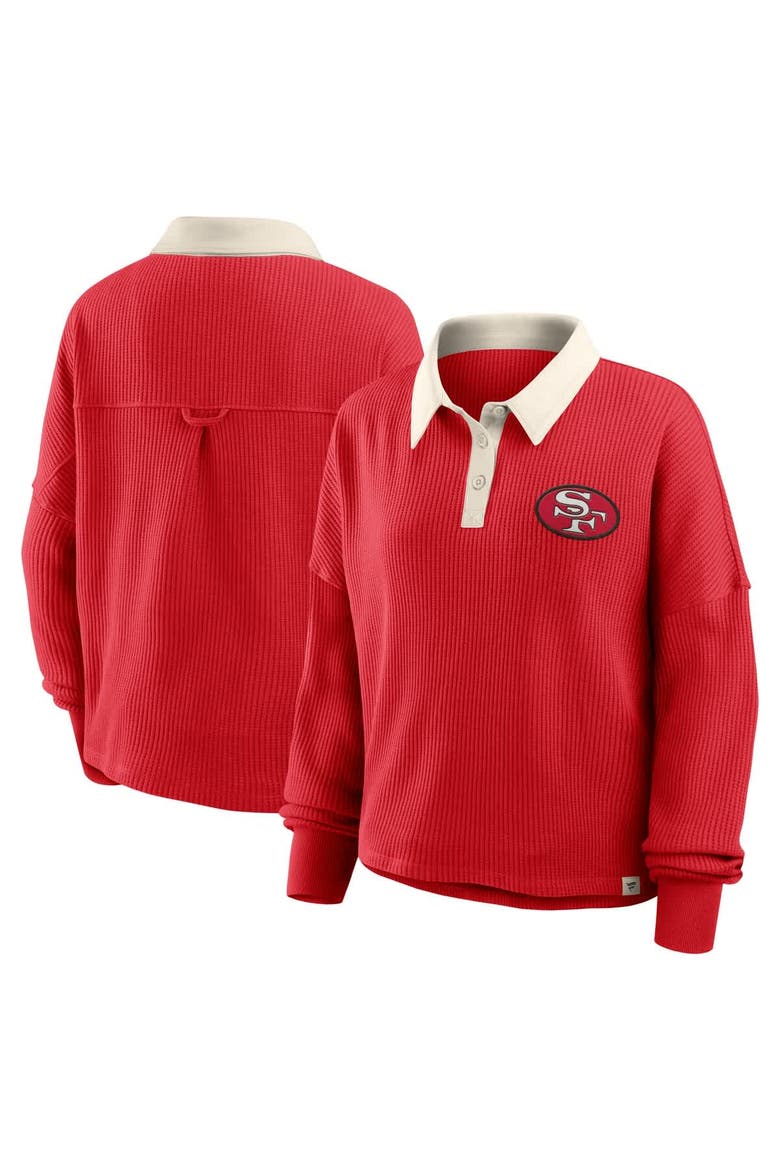 Women's Fanatics Scarlet San Francisco 49ers Oversized Hometown Premium Thermal Long Sleeve Shirt, Main, color, Scarlet