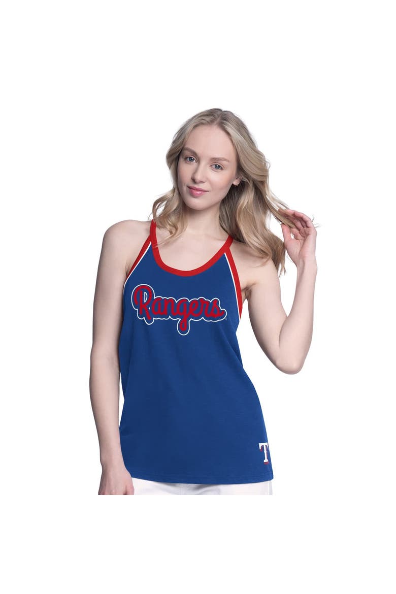 Women's G-III 4Her by Carl Banks Royal Texas Rangers Curveball Racerback Tank Top, Alternate, color, Royal
