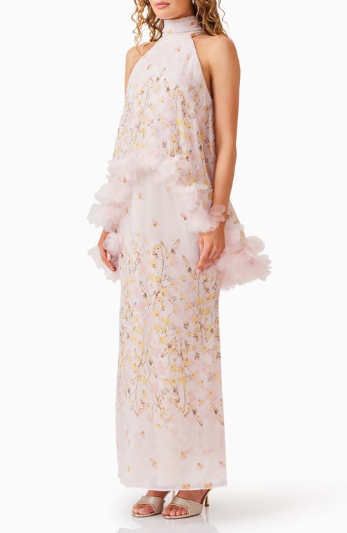 Elliatt Tulsia Capelet Maxi Dress In Pink Multi